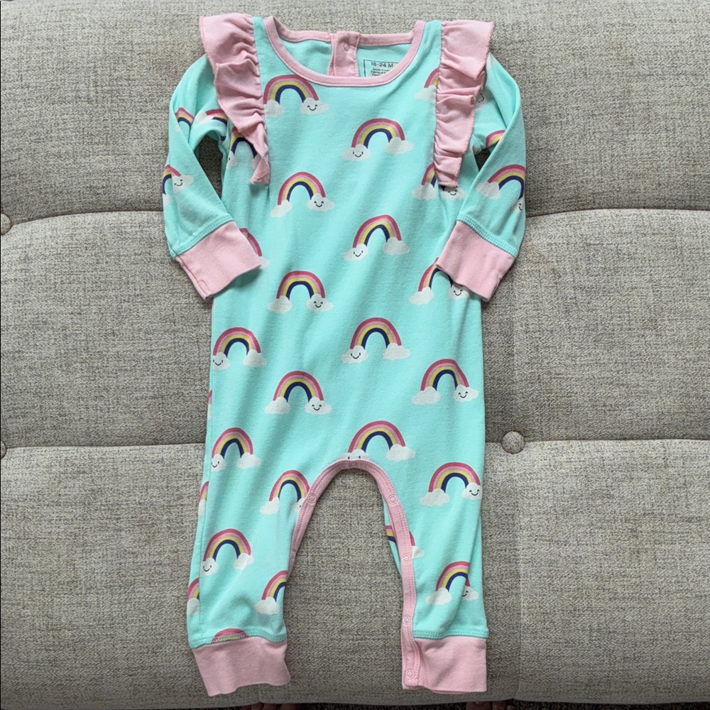Paris Hilton Mint and Pink Baby Romper